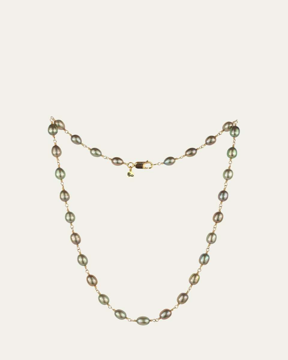 Sage Necklace with Pearls, 18"L
